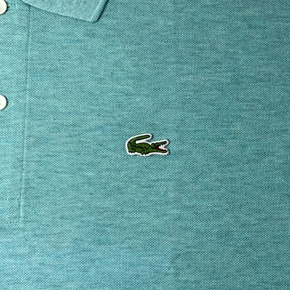 LACOSTE Logo Polo Shirt 100% Cotton‎ Light Turquoise Men's US Size 2XL VTG NWT - Picture 5 of 15
